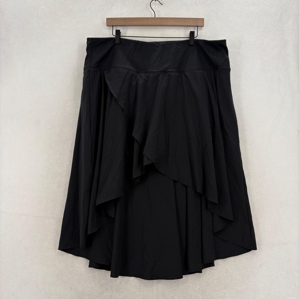 Halara Everyday High Waisted Ruffle Midi Skirt Womens 3X Black Cloudful NWT